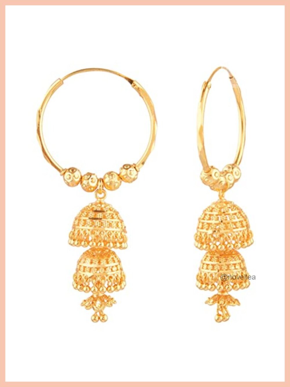 Indian Jhumka Hoop Dangle Earrings Antique Gold Tone Alloy